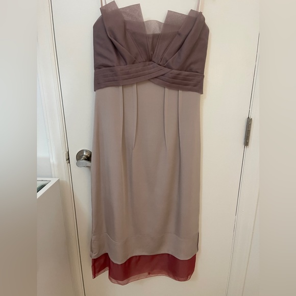 NWOT, BCBGMaxaria Runway, silk & chiffon strapless cocktail dress, size S - Picture 2 of 6
